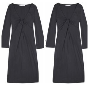 Marks Spencer Black Midi Dress Long Sleeve Twist Front Career Cocktail
